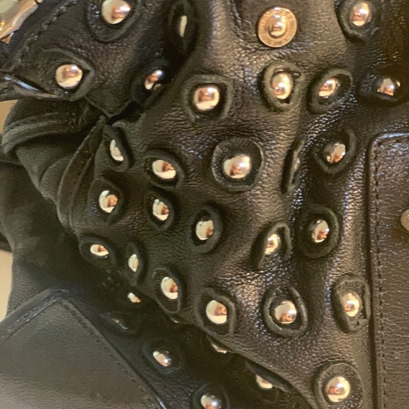 Belstaff Cross Body Black Leather Grommet Handbag CrossBody or Tote! - Picture 12 of 16